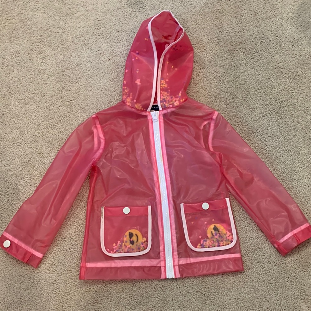 Toddler 3T pink star confetti raincoat